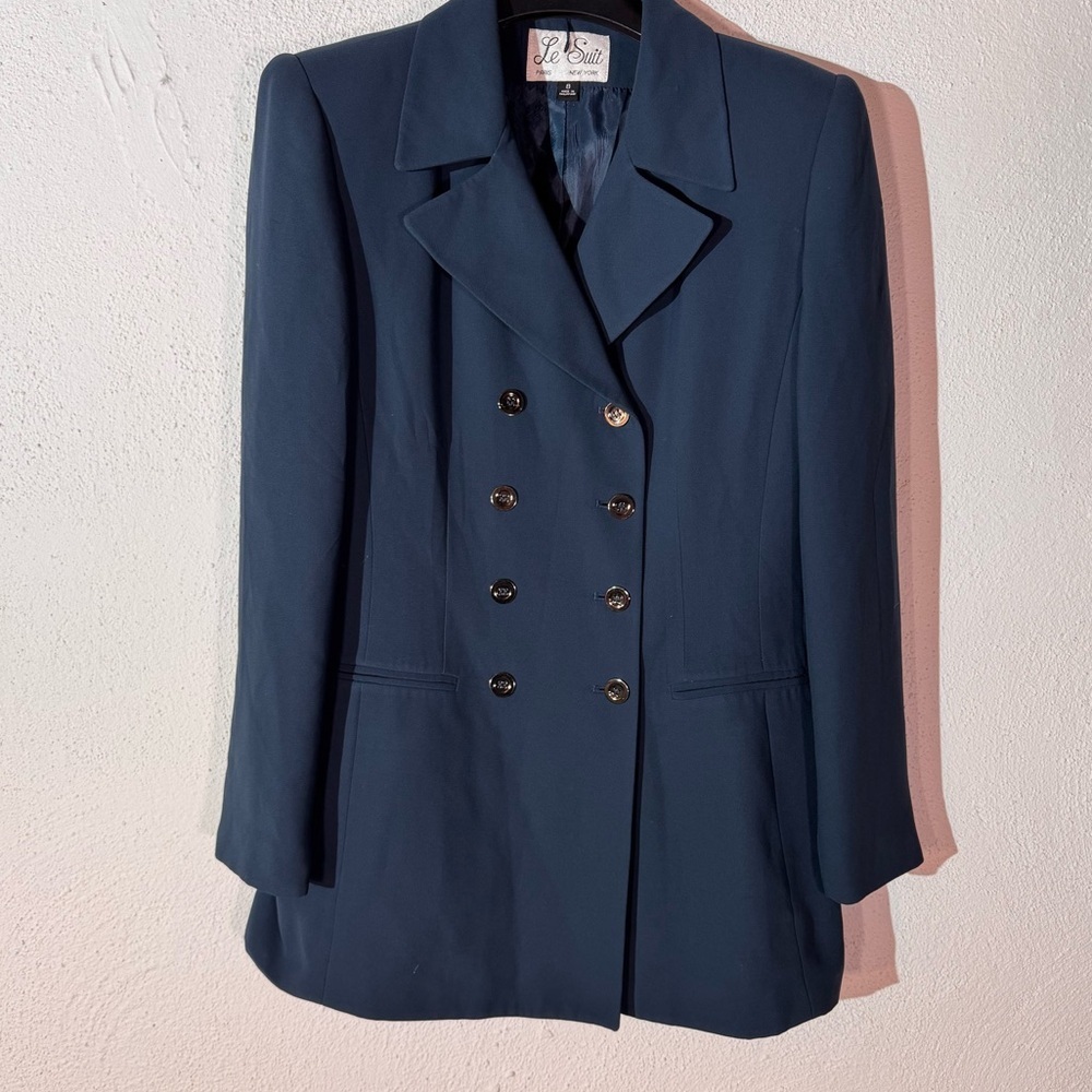 Le suit // vintage teal green double button oversized blazer jacket size 8 A26